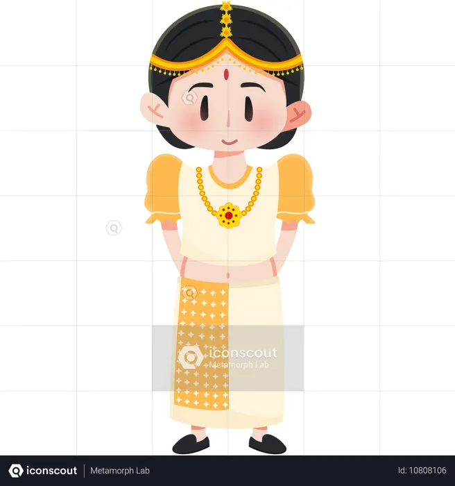 Sri Lanka Kandyan sari fille  Illustration