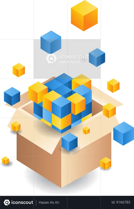 Stack of abstract boxes on cardboard  Illustration