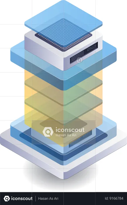 Stack of artificial intelligence chips  Illustration