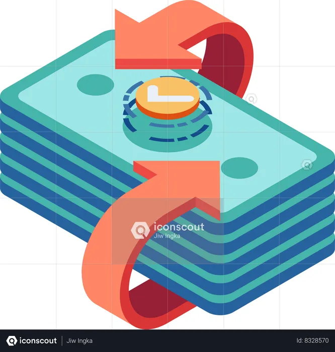 Stack of Money with Exchange Arrow  Illustration