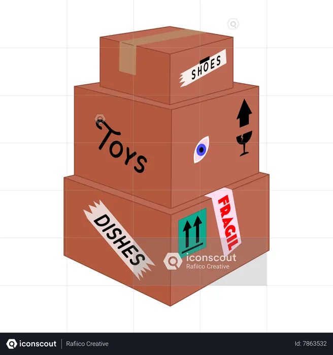 Stacked cardboard boxes  Illustration