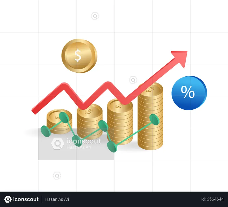 Stacks Of Money Forming A Bar Graph  Illustration