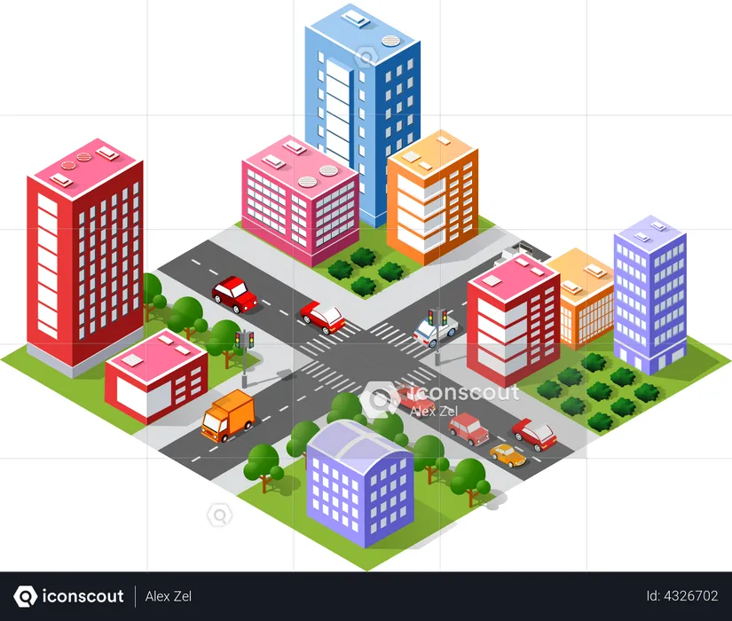 Stadtszene  Illustration