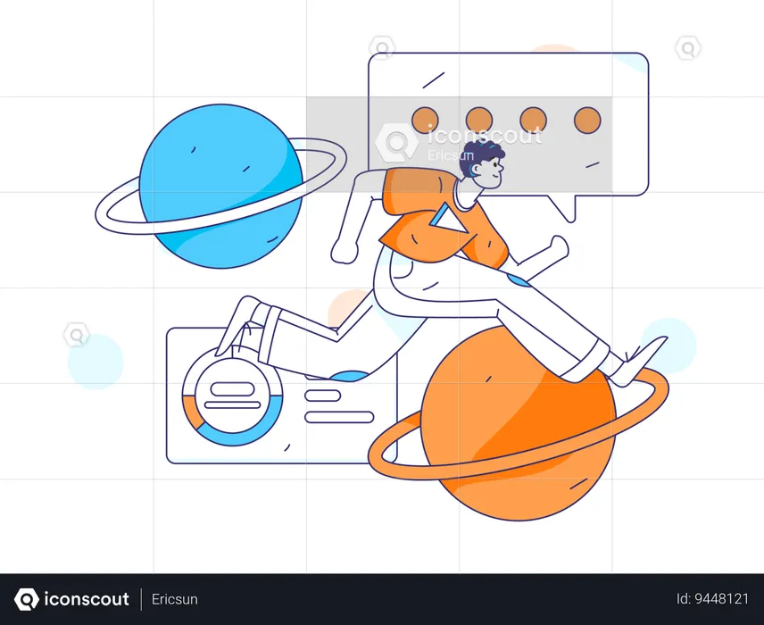 Staff member works on business data  Illustration