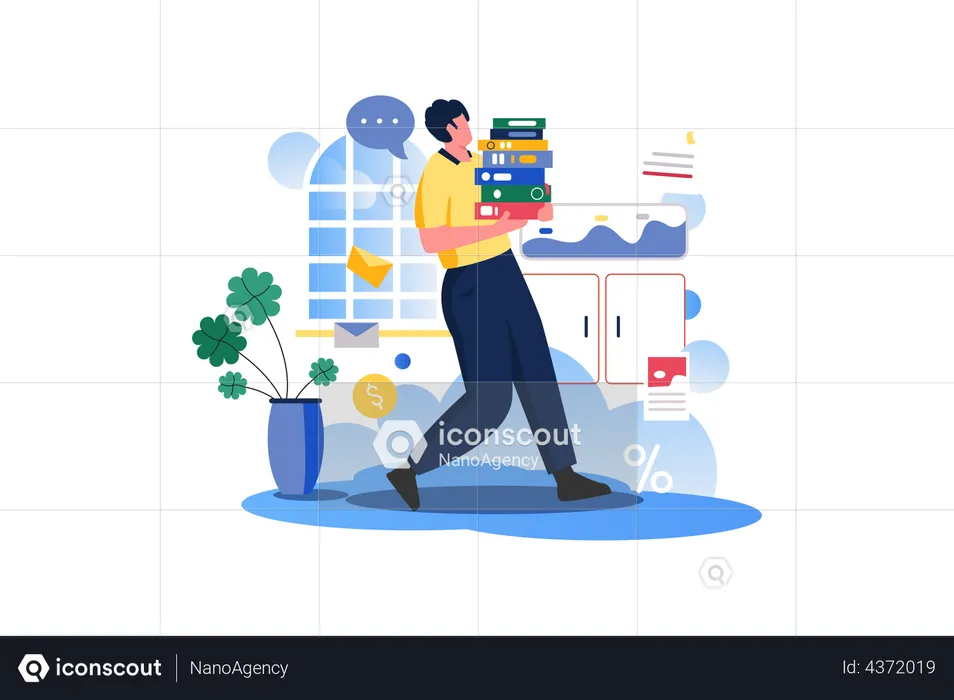 Staff Working In Office  Illustration