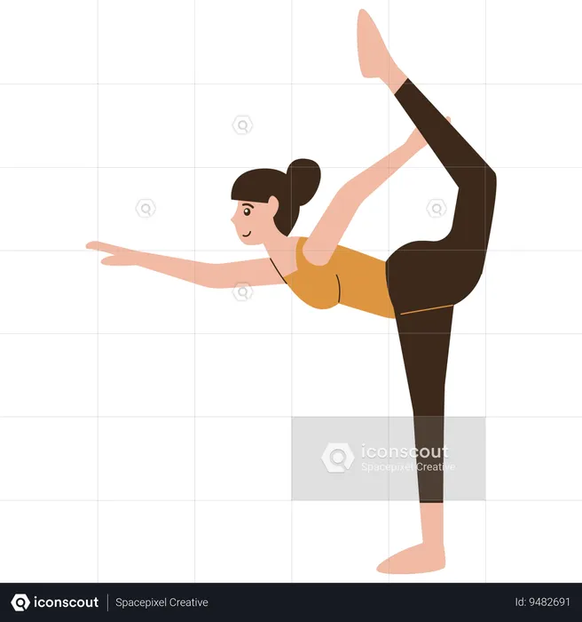 Stand bow yoga pose character  Illustration