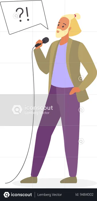Stand up comedian holding mic  Illustration