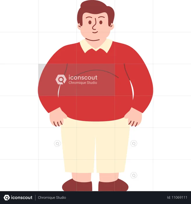 Standing Obese Man  Illustration