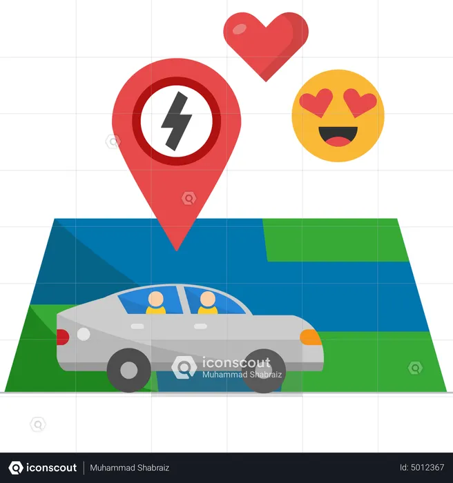 Standort der Elektroladestation auf der Karte  Illustration