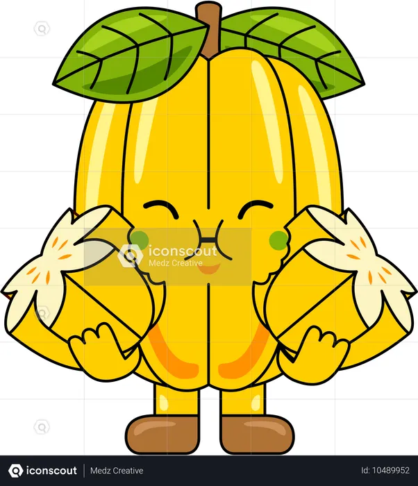 Starfruit Mascot Eating Starfruit  Illustration