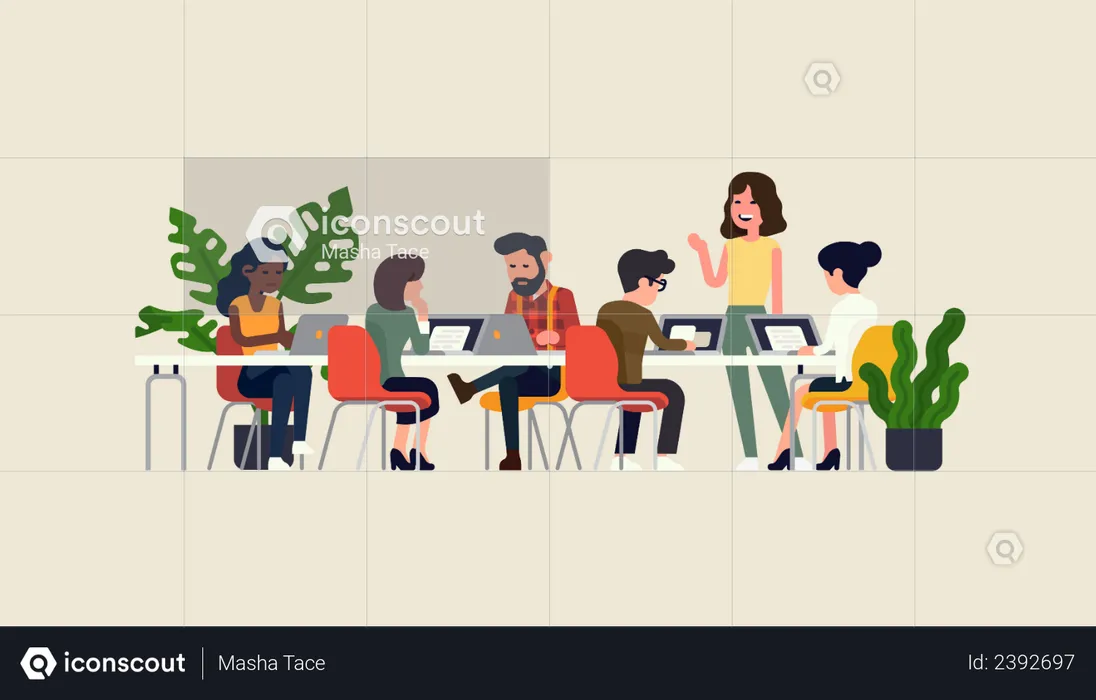 Startup company team meeting  Illustration