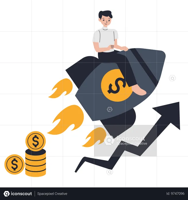 Startup Journey viewed by businessman  Illustration