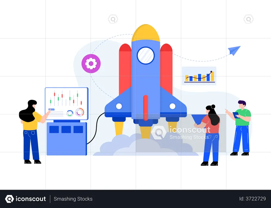 Best Startup Launch Illustration Download In Png & Vector Format