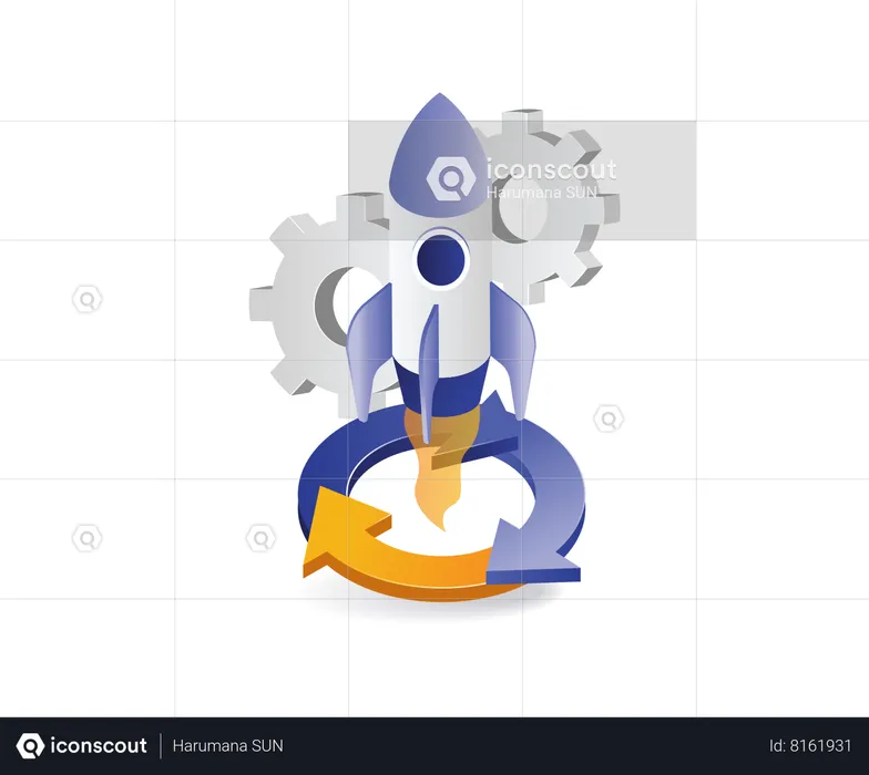 Startup Launch Cycle  Illustration