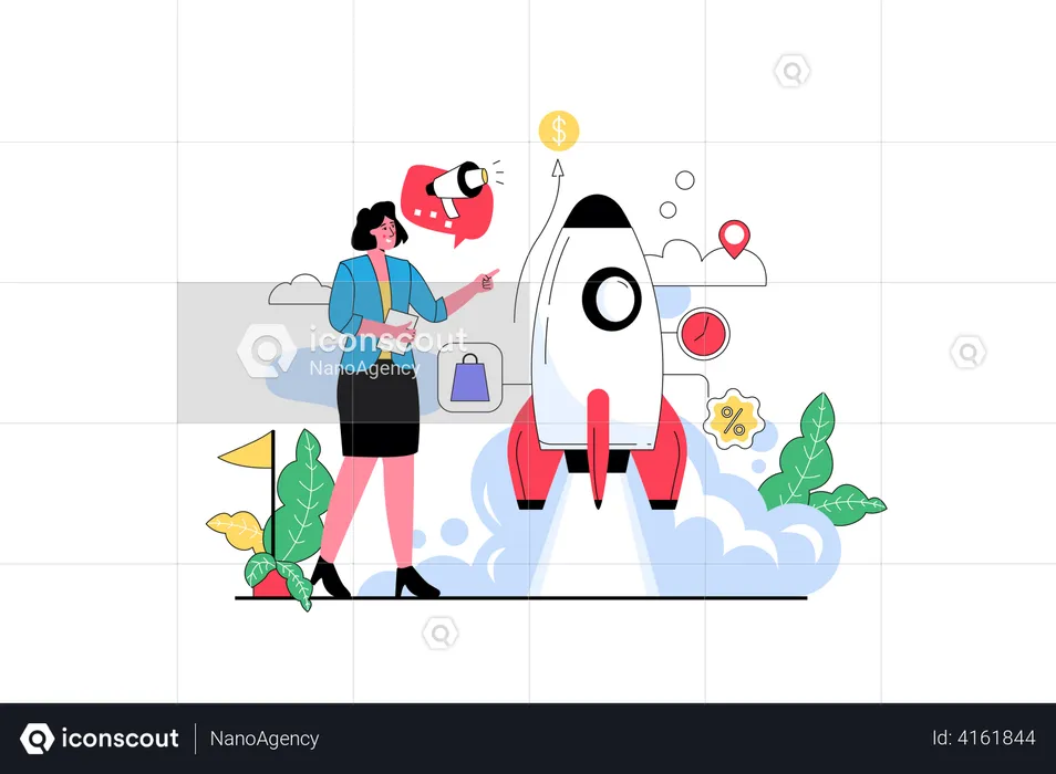 Startup launch promotion  Illustration