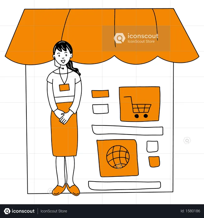 Startup of Online Shopping business with customer support  Illustration