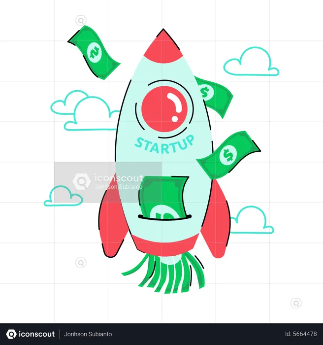Startup shred money in launch  Illustration