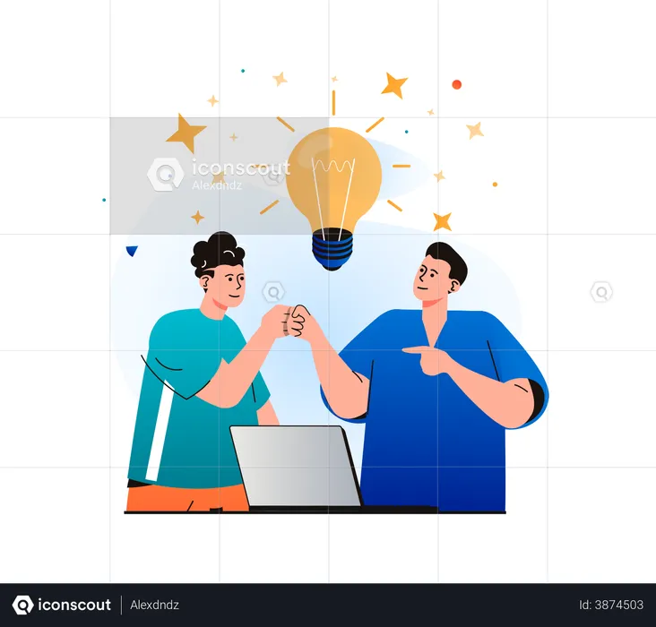 Startup team finding innovative idea  Illustration