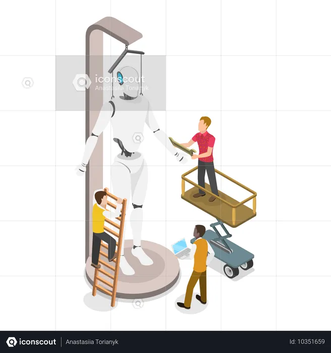 Startup tecnológica trabaja en el desarrollo de robots  Ilustración