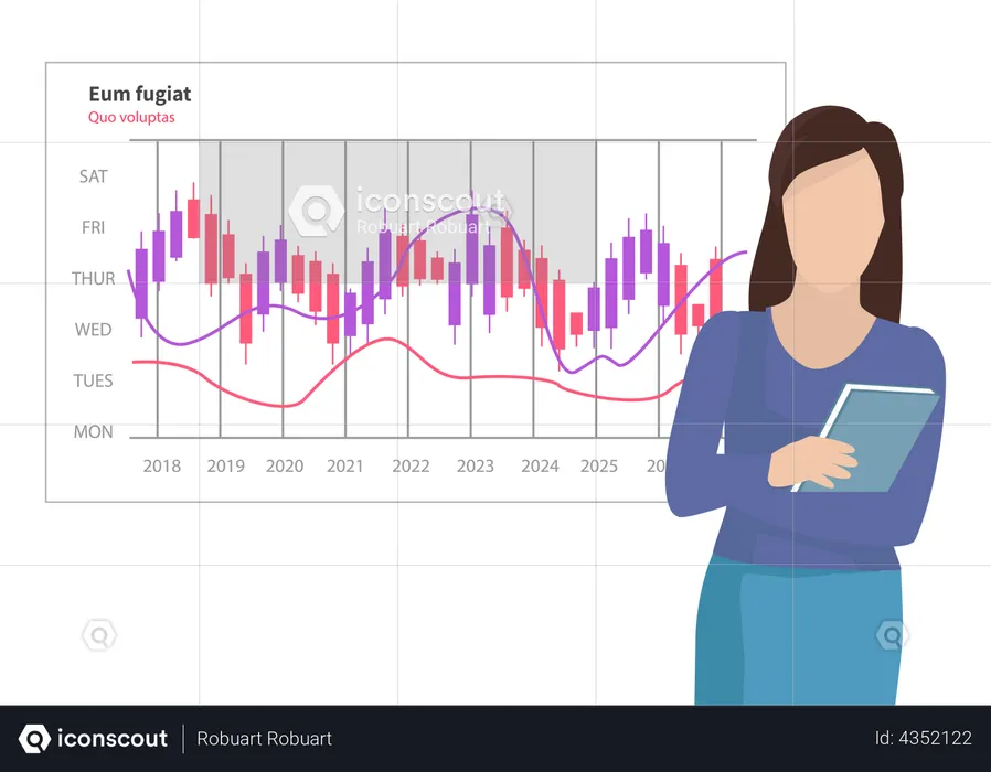 Statistical indicators and data on diagram by Woman  Illustration