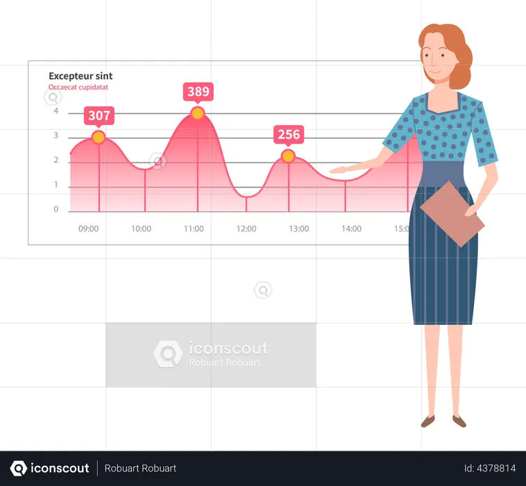 Statistische Analyse durch Geschäftsfrau  Illustration