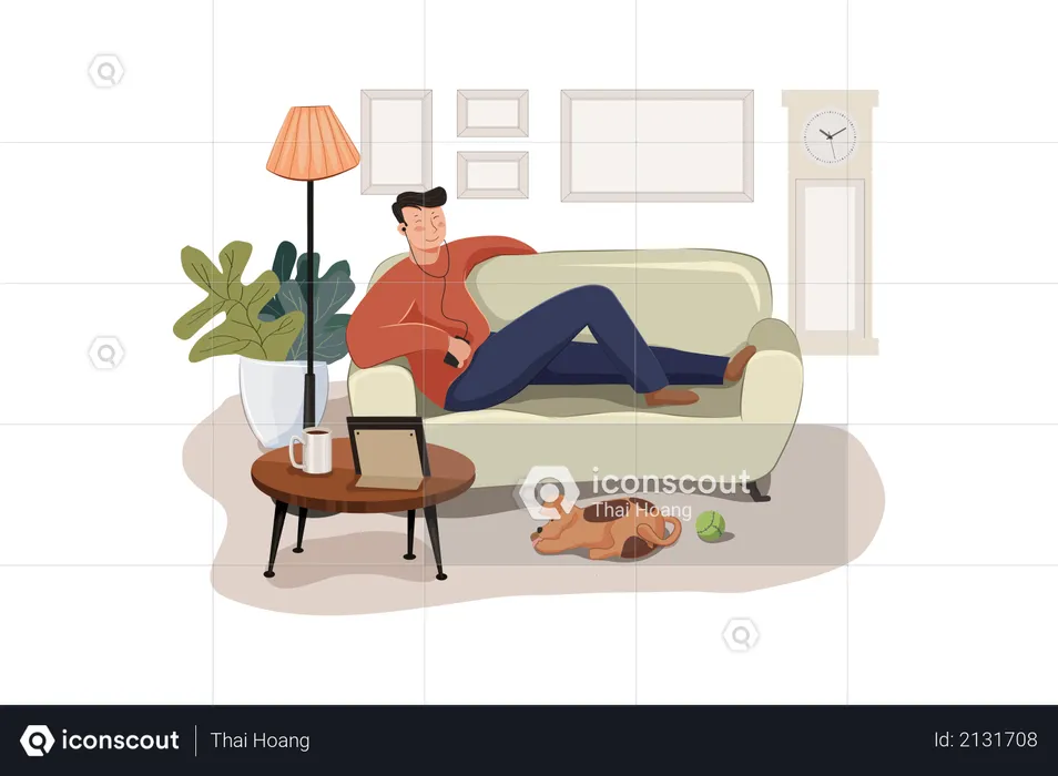 Staying at home  Illustration