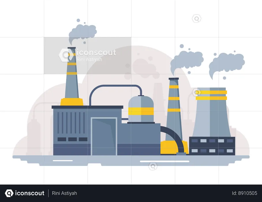 Steel manufacturing plant is emitting smoke  Illustration