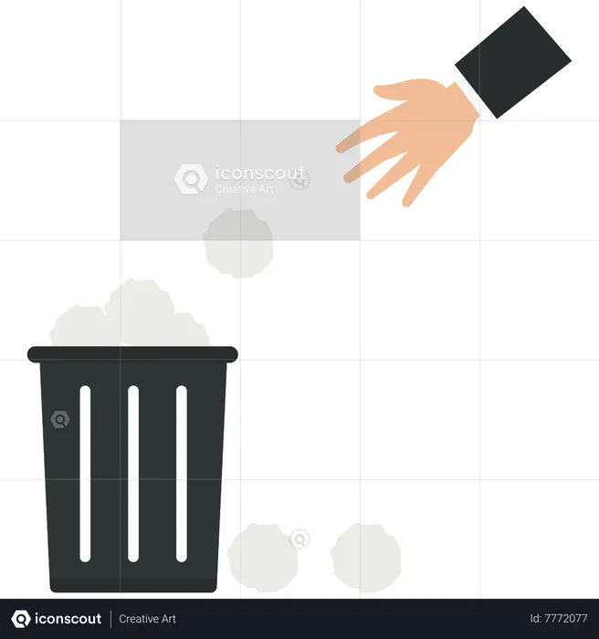 Step of hand trash the paper in dustbin  Illustration