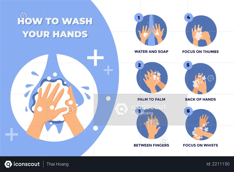 Steps of How to Wash your Hands  Illustration
