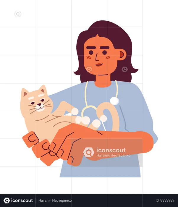 Stethoscope veterinarian female arab  Illustration