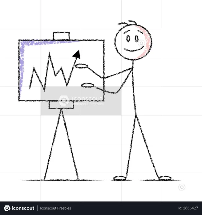 Stick figure giving presentation  Illustration
