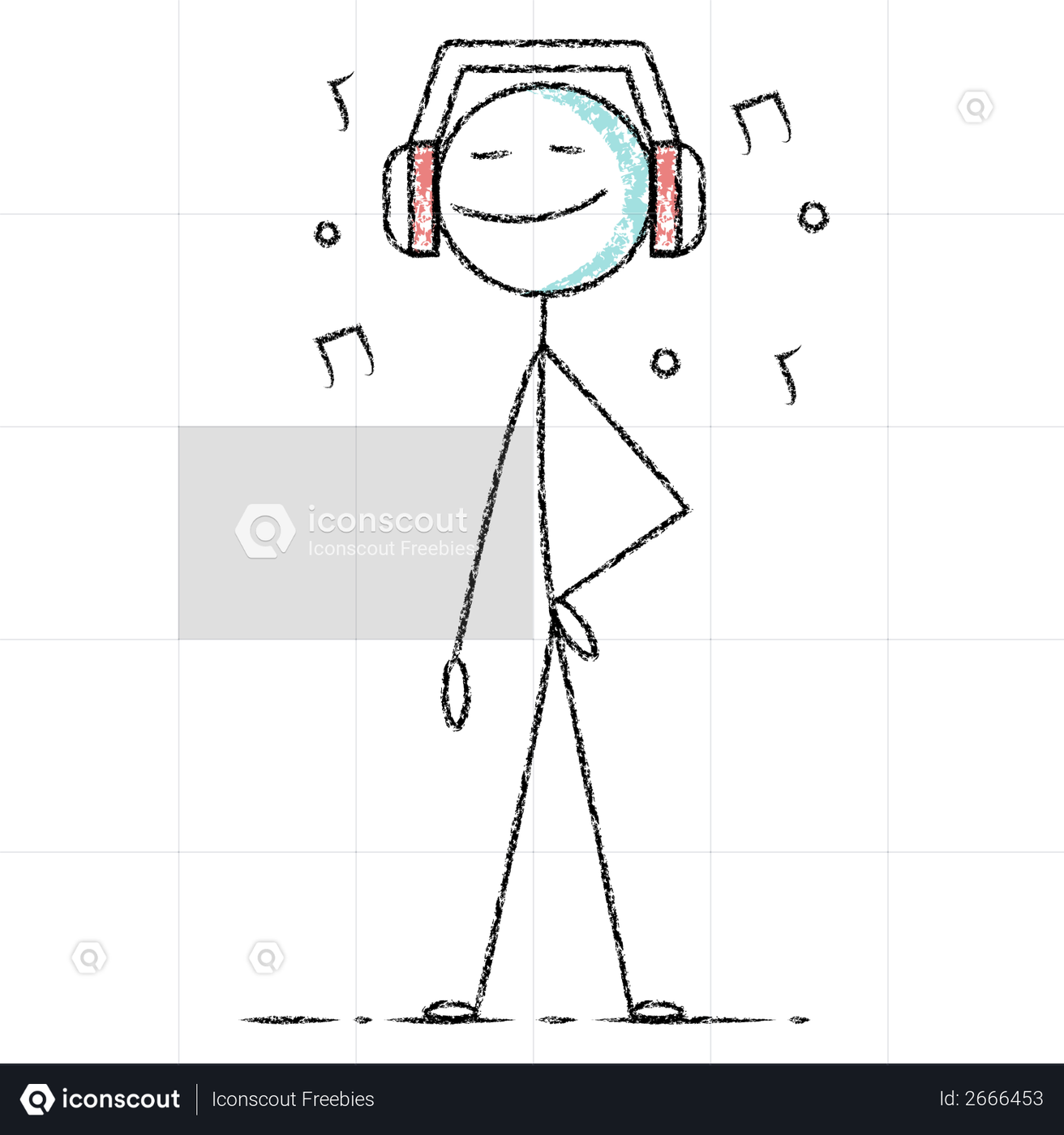 Best Premium Stick man listening music Illustration download in PNG