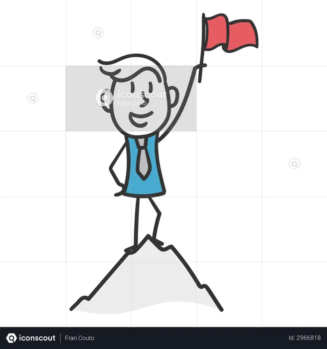 Stick man on top of the mountain  Illustration
