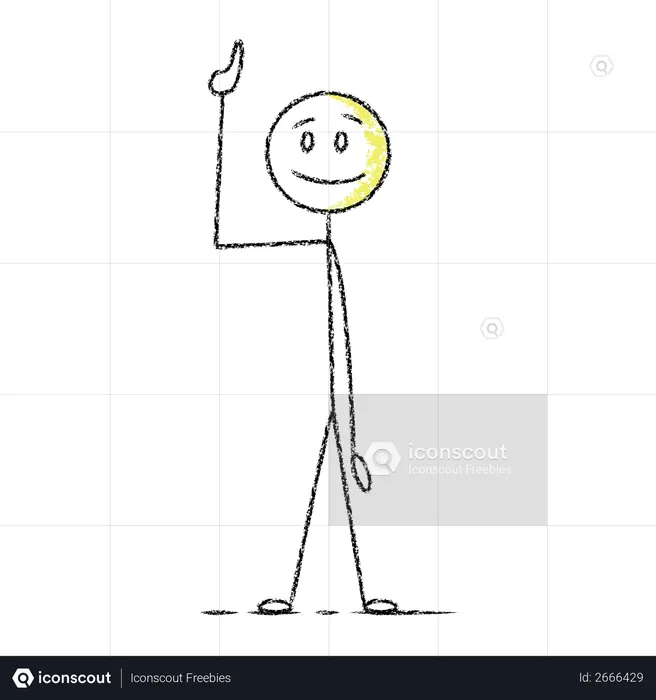 Stick man raising hand  Illustration