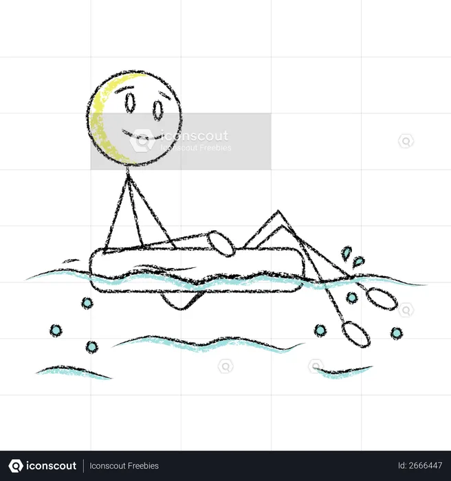 Stickman floating on water  Illustration