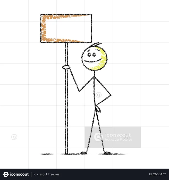 Stickman holding blank board  Illustration