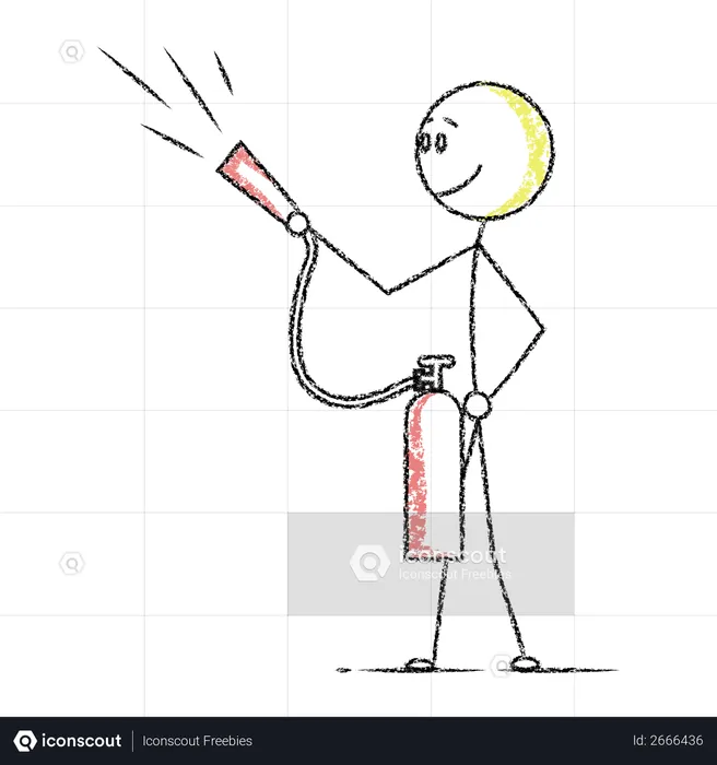 Stickman holding fire extinguisher  Illustration