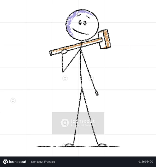 Stickman holding hammer  Illustration