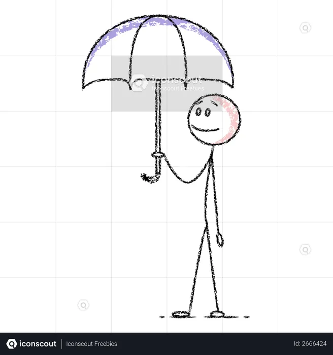 Stickman holding umbrella  Illustration