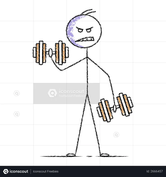 Stickman lifting dumbbells  Illustration