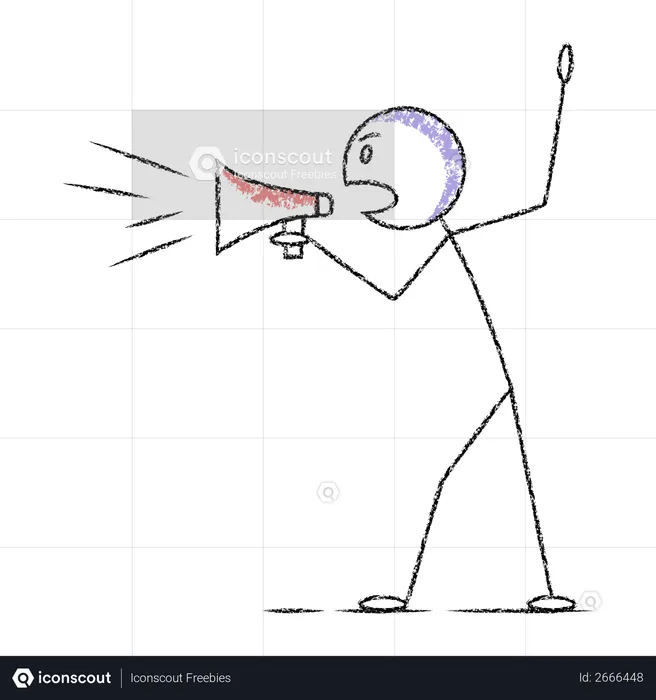 Stickman making announcement using megaphone  Illustration