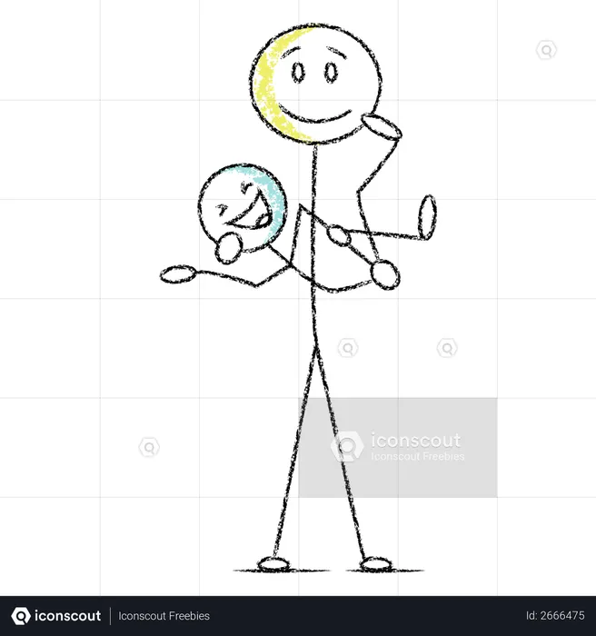 Stickman playing with baby  Illustration
