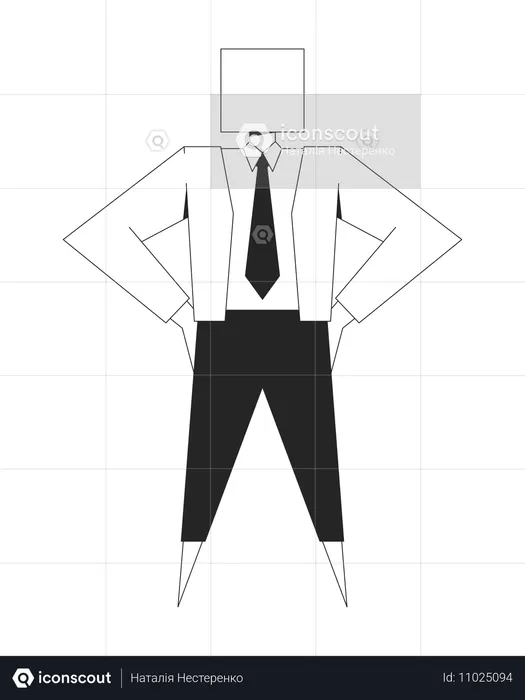 Stilisierter Geschäftsmann mit quadratischem Kopf in Jackett und Krawatte  Illustration