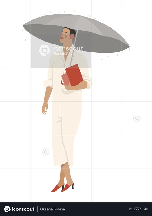 Stilvolle Frau mit Regenschirm  Illustration