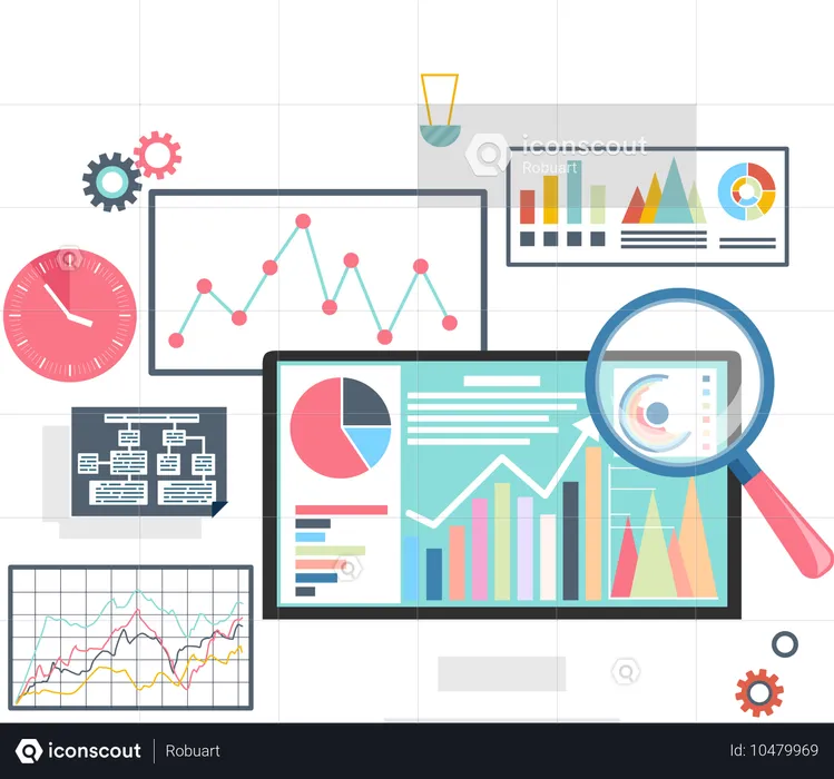 Stock exchange rates on monitors  Illustration