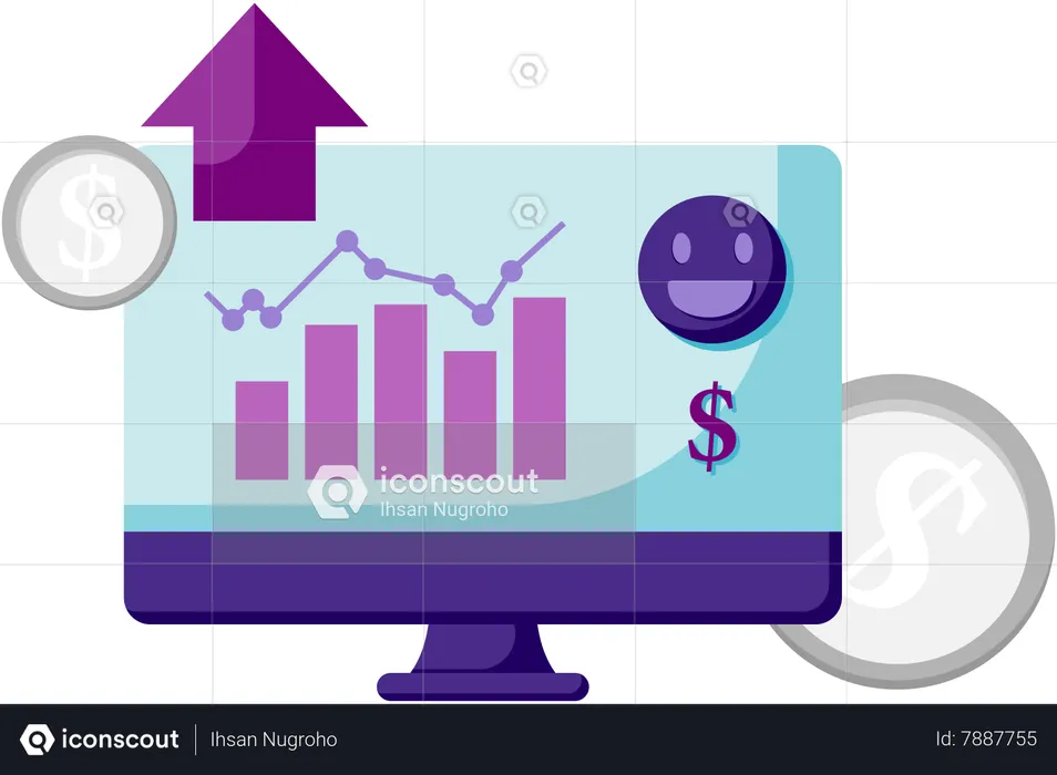 Stock growth on monitor  Illustration