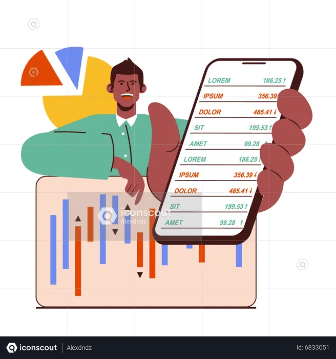Stock market app  Illustration