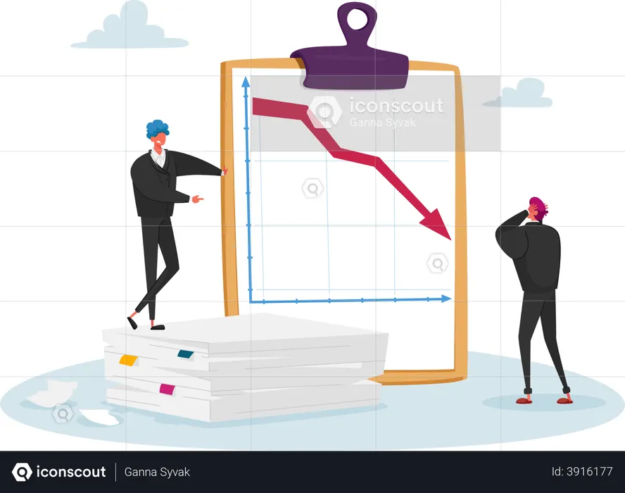Stock market brokers feeling anxious due to market loss  Illustration