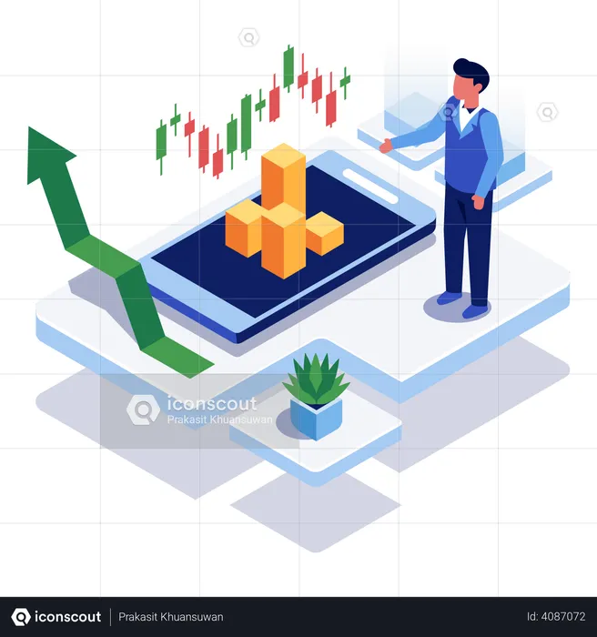 Stock market growth analysis  Illustration