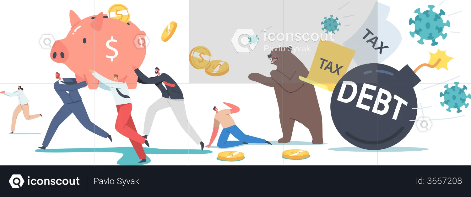 Stock Market Panic Sell due to Novel Corona virus  Illustration